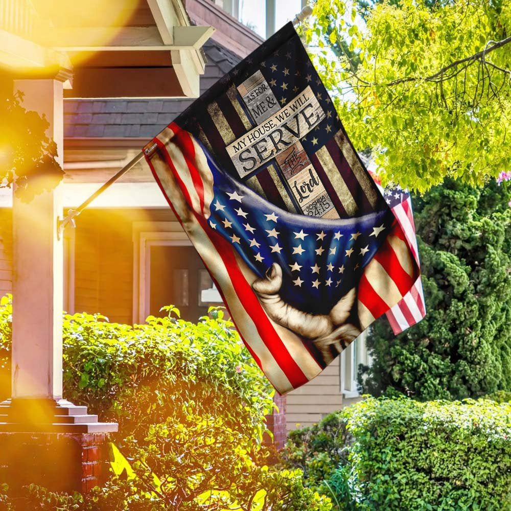 Christian Garden Flags, As For Me &amp My House, We Will Serve The Lord Flag, Christian House Flags, Christian Cross Flag, Faith Flag