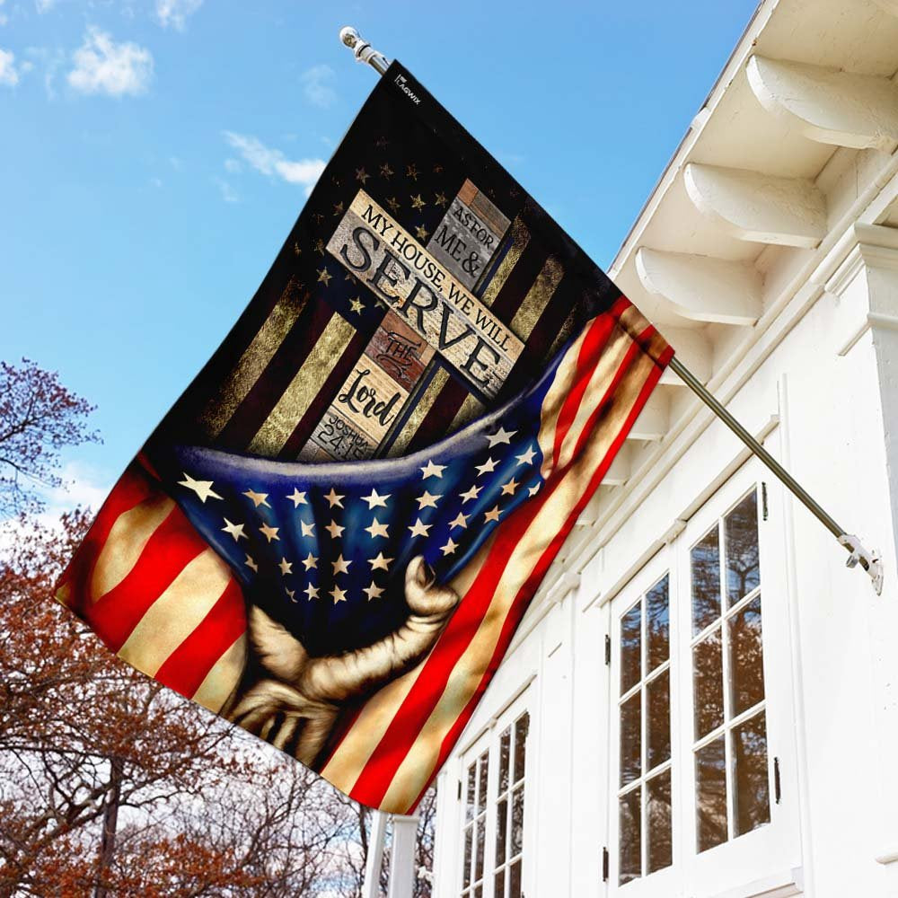 Christian Garden Flags, As For Me &amp My House, We Will Serve The Lord Flag, Christian House Flags, Christian Cross Flag, Faith Flag
