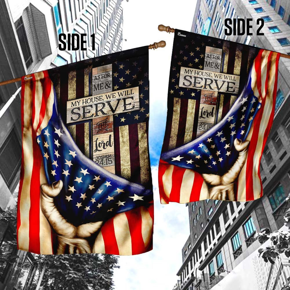 Christian Garden Flags, As For Me &amp My House, We Will Serve The Lord Flag, Christian House Flags, Christian Cross Flag, Faith Flag