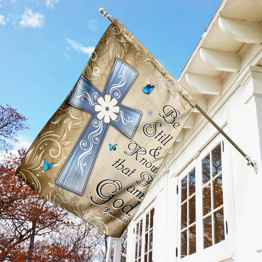 Christian Garden Flags, Be Still And  Know That I Am God  Flag, Christian House Flags, Christian Cross Flag, Faith Flag