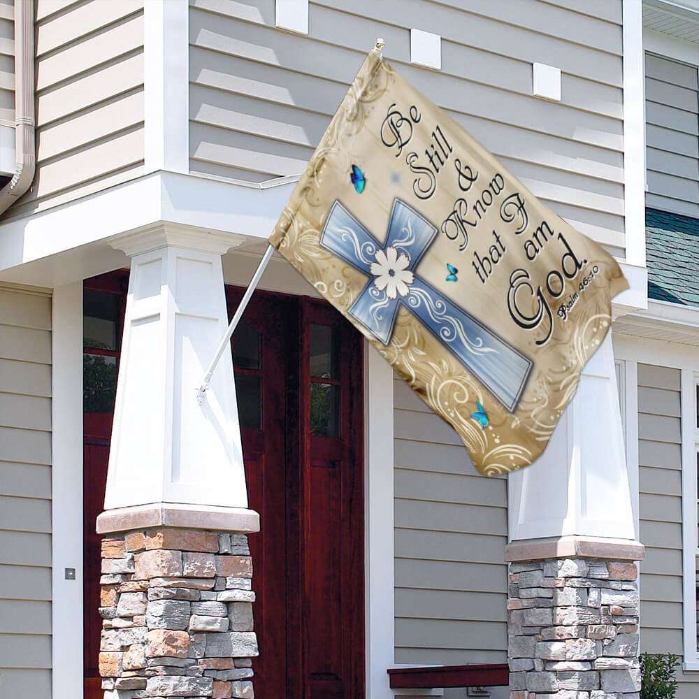 Christian Garden Flags, Be Still And  Know That I Am God  Flag, Christian House Flags, Christian Cross Flag, Faith Flag