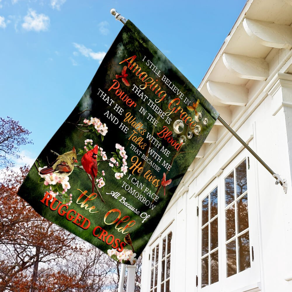 Christian Garden Flags, Because He Lives Jesus Cardinal Flag, Christian House Flags, Christian Cross Flag, Faith Flag