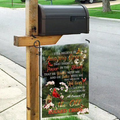 Christian Garden Flags, Because He Lives Jesus Cardinal Flag, Christian House Flags, Christian Cross Flag, Faith Flag