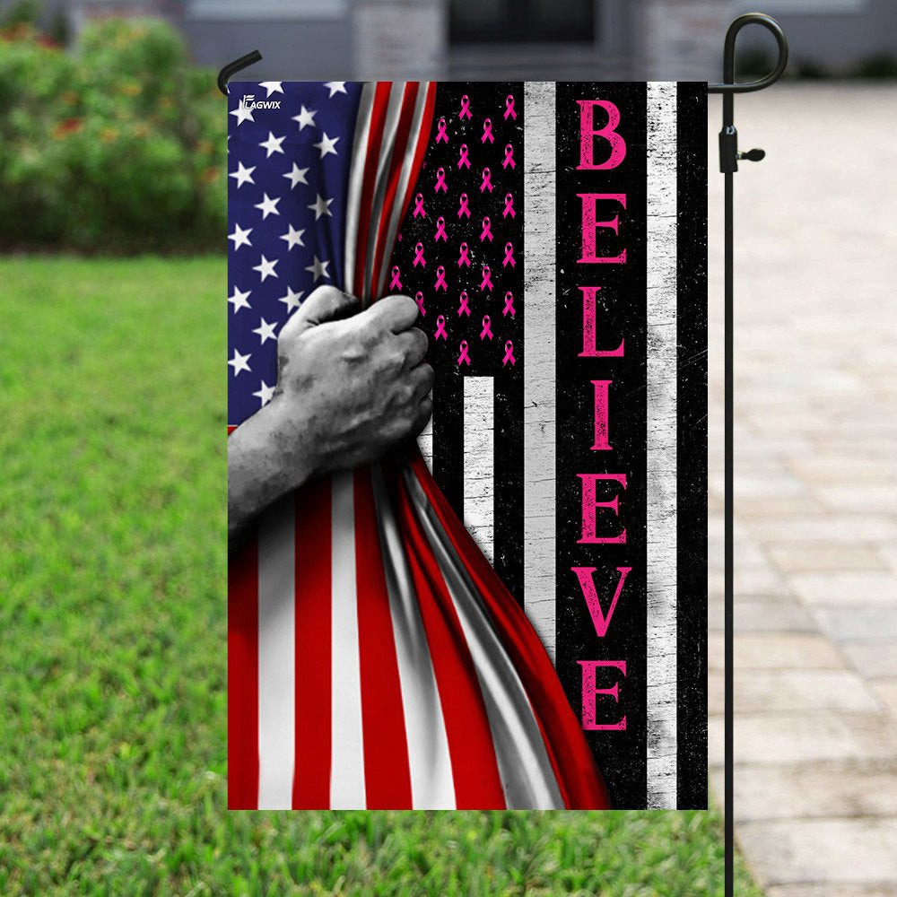 Christian Garden Flags, Believe Breast Cancer Awareness American US Flag, Christian House Flags, Christian Cross Flag, Faith Flag
