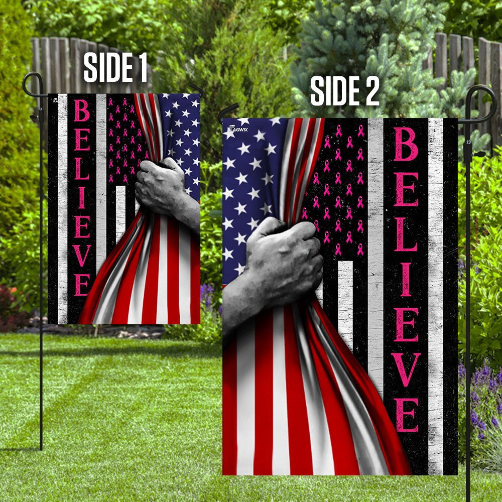 Christian Garden Flags, Believe Breast Cancer Awareness American US Flag, Christian House Flags, Christian Cross Flag, Faith Flag