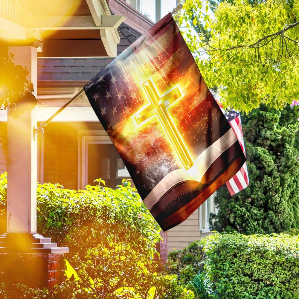 Christian Garden Flags, Bible With Bright Cross Flag, Christian House Flags, Christian Cross Flag, Faith Flag