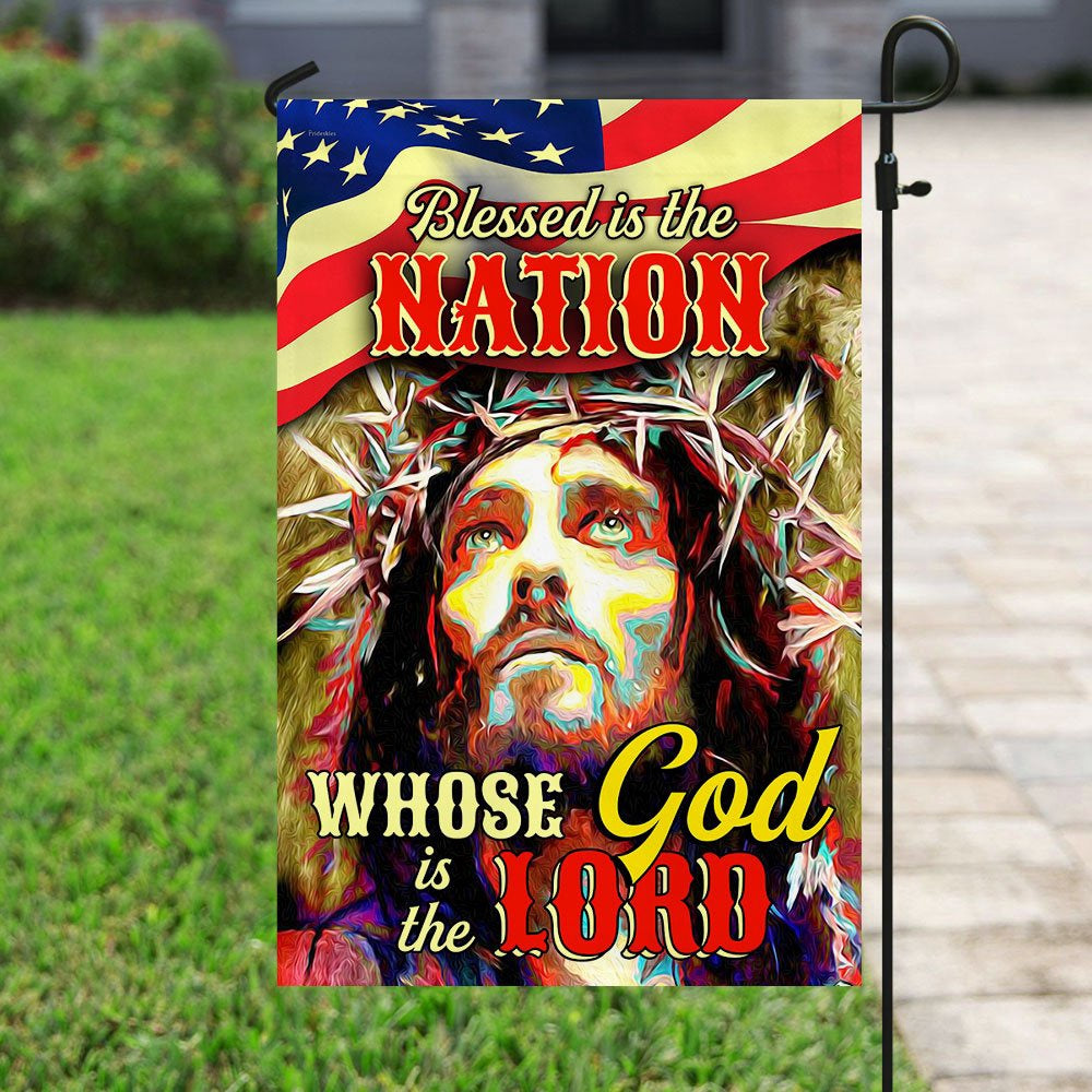 Christian Garden Flags, Blessed Is The Nation Whose God Is The Lord Flag, Christian House Flags, Christian Cross Flag, Faith Flag
