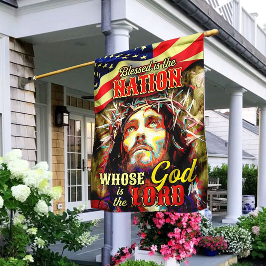 Christian Garden Flags, Blessed Is The Nation Whose God Is The Lord Flag, Christian House Flags, Christian Cross Flag, Faith Flag