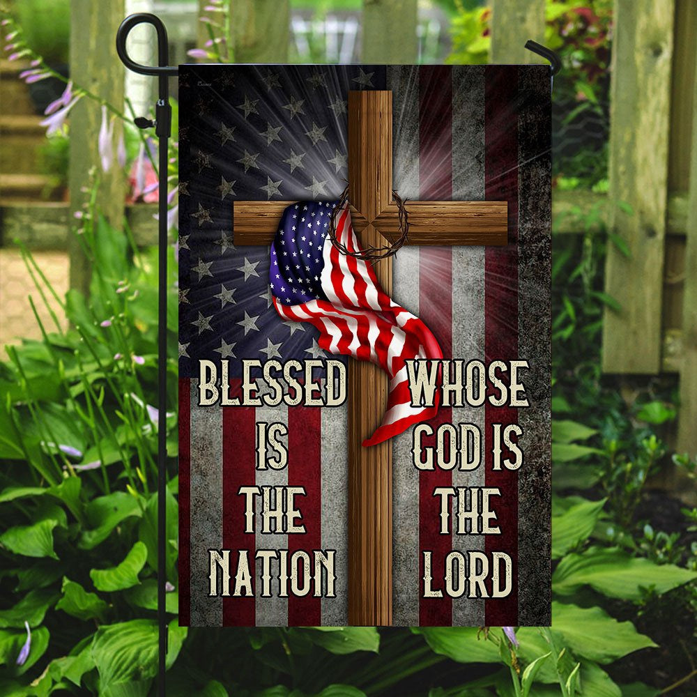Christian Garden Flags, Blessed Is The Nation Whose God Is The Lord Flag, Christian House Flags, Christian Cross Flag, Faith Flag