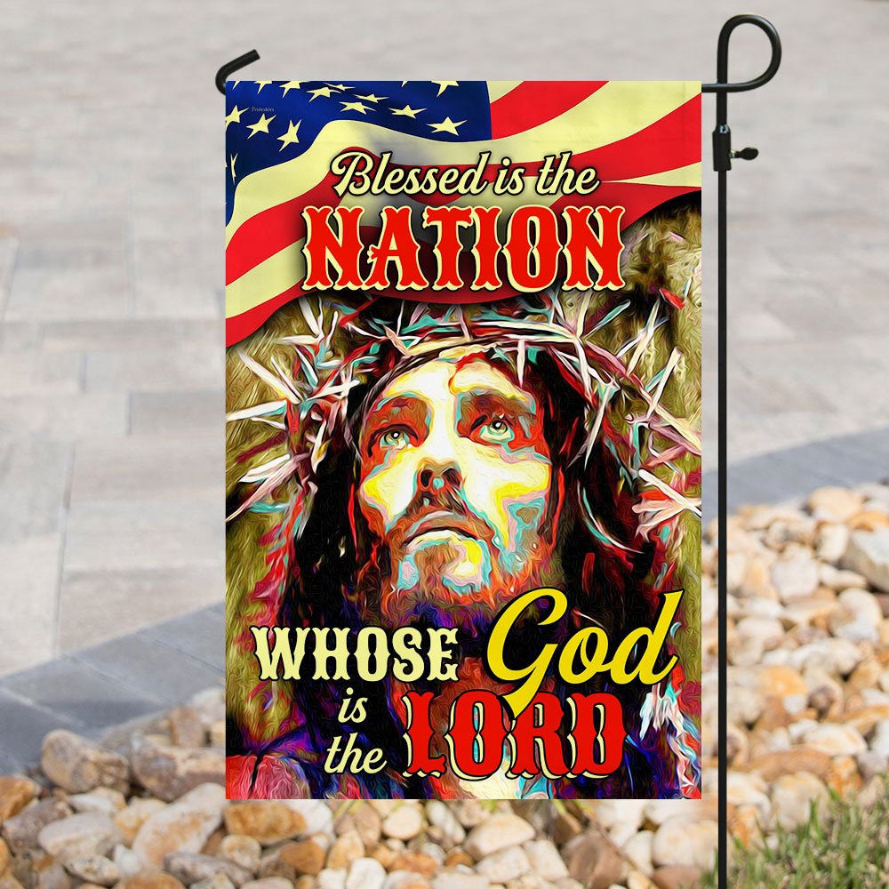 Christian Garden Flags, Blessed Is The Nation Whose God Is The Lord Flag, Christian House Flags, Christian Cross Flag, Faith Flag