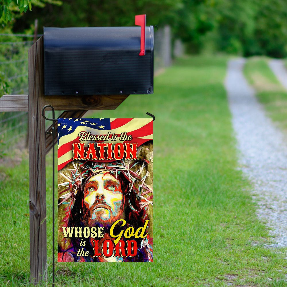 Christian Garden Flags, Blessed Is The Nation Whose God Is The Lord Flag, Christian House Flags, Christian Cross Flag, Faith Flag