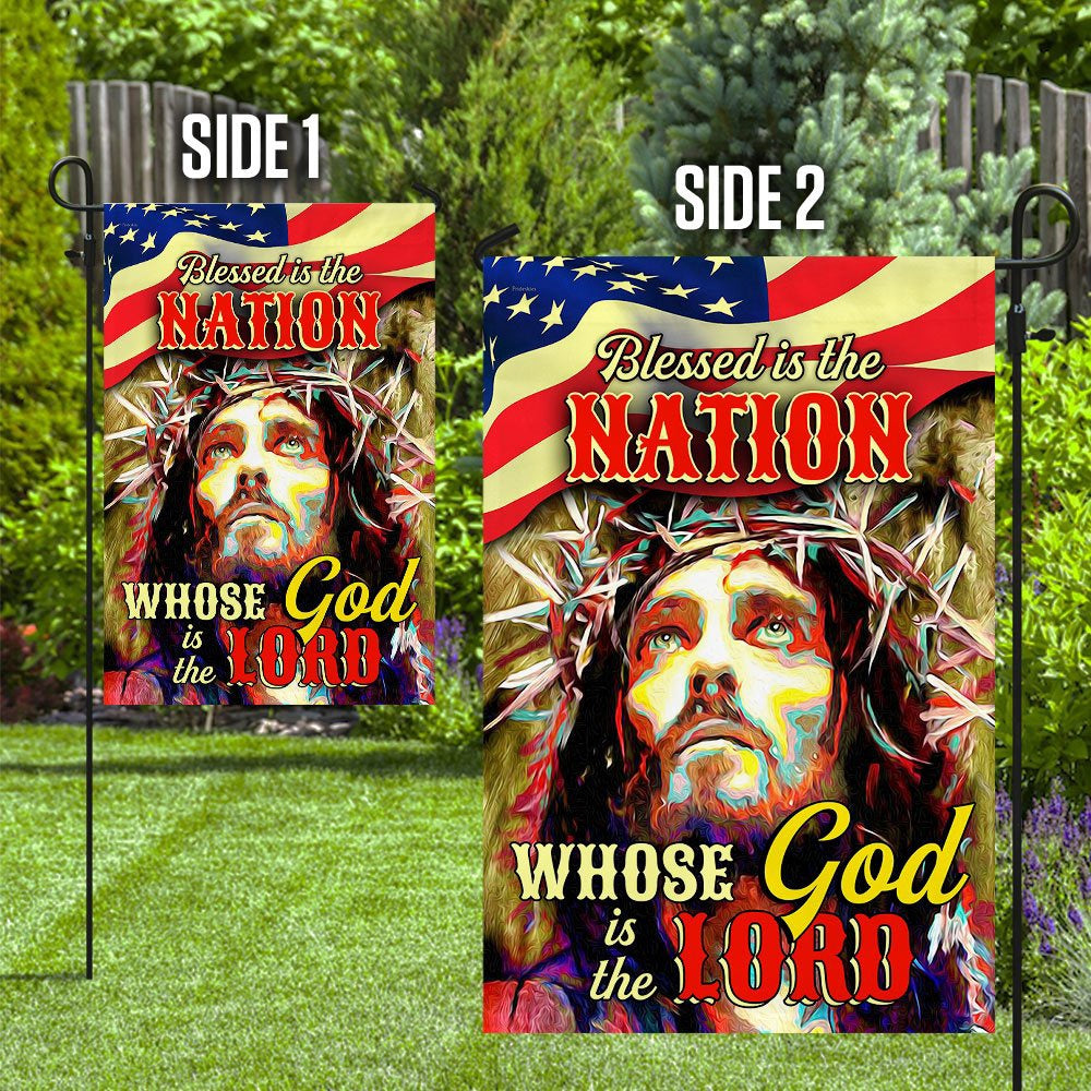 Christian Garden Flags, Blessed Is The Nation Whose God Is The Lord Flag, Christian House Flags, Christian Cross Flag, Faith Flag