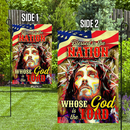 Christian Garden Flags, Blessed Is The Nation Whose God Is The Lord Flag, Christian House Flags, Christian Cross Flag, Faith Flag