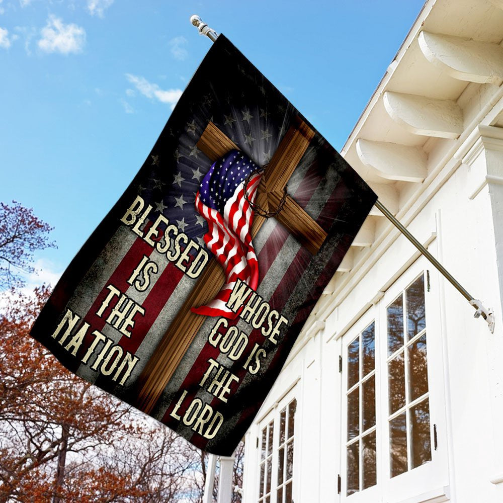 Christian Garden Flags, Blessed Is The Nation Whose God Is The Lord Flag, Christian House Flags, Christian Cross Flag, Faith Flag
