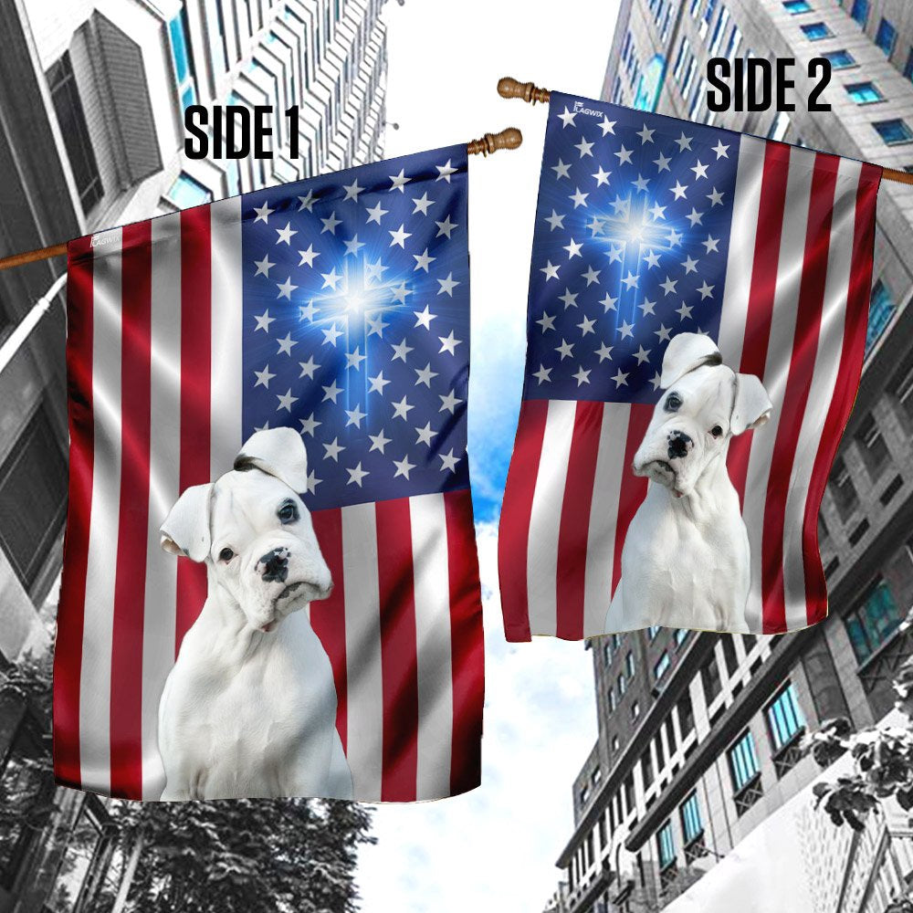 Christian Garden Flags, Boxer Christian Cross - American US Flag, Christian House Flags, Christian Cross Flag, Faith Flag