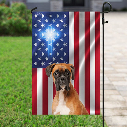 Christian Garden Flags, Boxer Christian Cross - American US Flag, Christian House Flags, Christian Cross Flag, Faith Flag