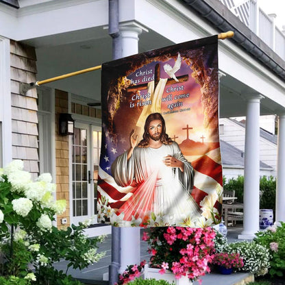 Christian Garden Flags, Christ Has Died Christ Is Risen Christ Will Come Again Flag, Christian House Flags, Christian Cross Flag, Faith Flag