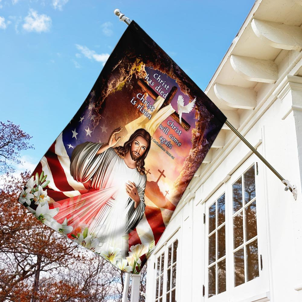 Christian Garden Flags, Christ Has Died Christ Is Risen Christ Will Come Again Flag, Christian House Flags, Christian Cross Flag, Faith Flag
