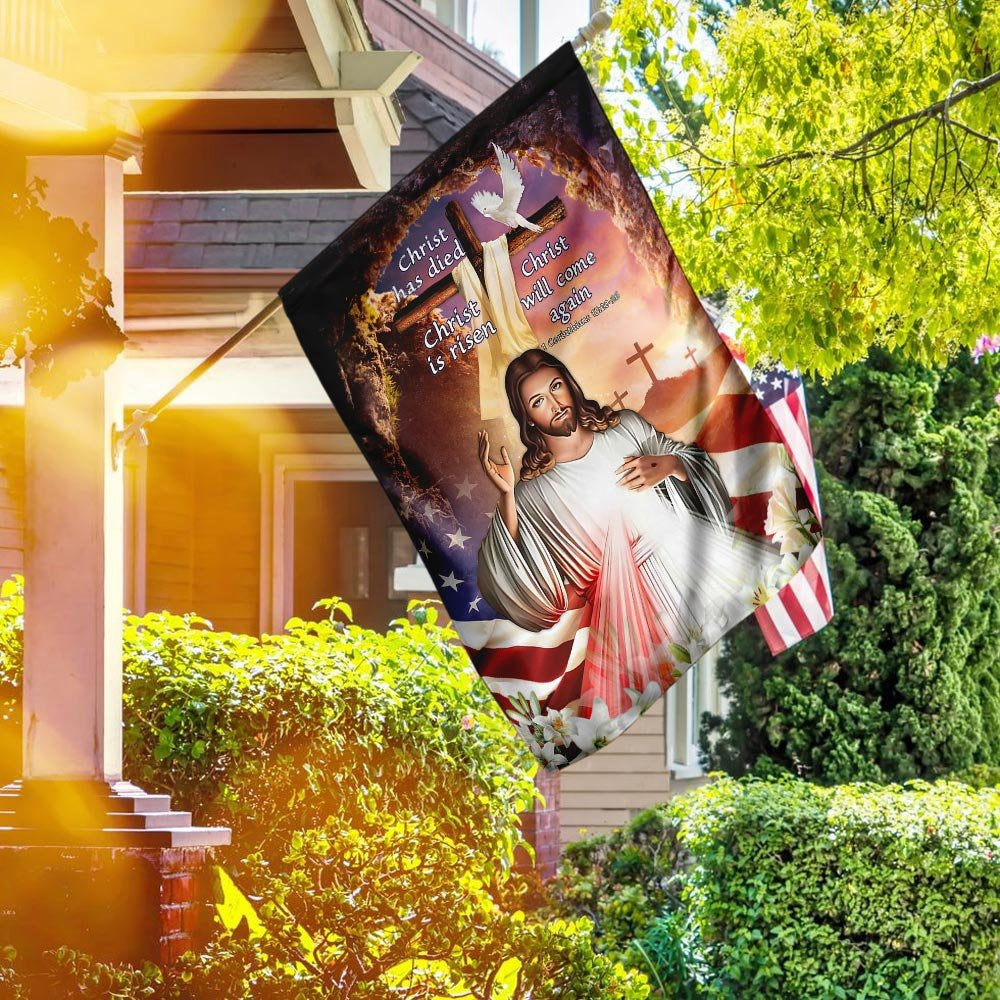 Christian Garden Flags, Christ Has Died Christ Is Risen Christ Will Come Again Flag, Christian House Flags, Christian Cross Flag, Faith Flag