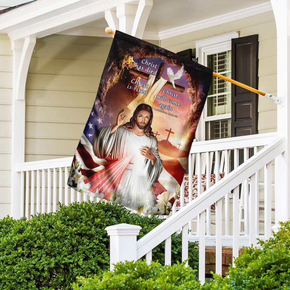Christian Garden Flags, Christ Has Died Christ Is Risen Christ Will Come Again Flag, Christian House Flags, Christian Cross Flag, Faith Flag