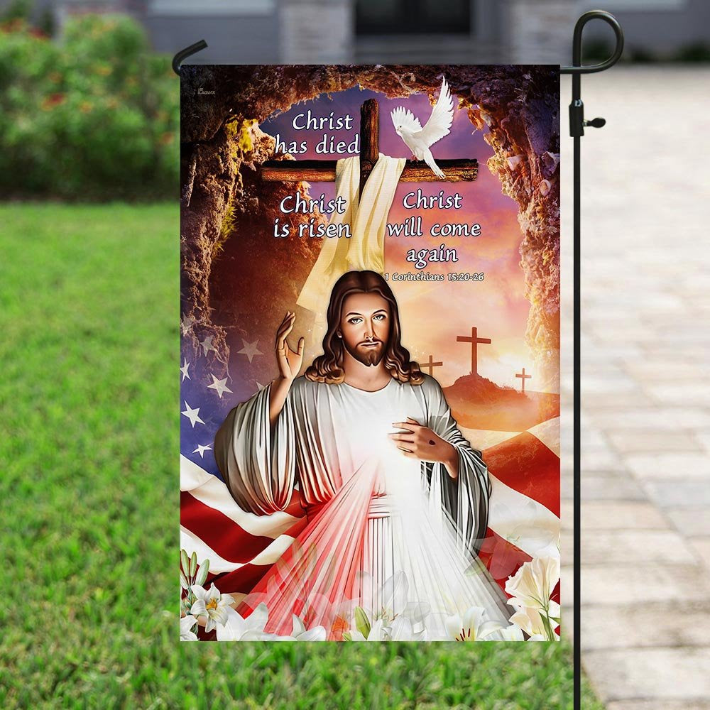 Christian Garden Flags, Christ Has Died Christ Is Risen Christ Will Come Again Flag, Christian House Flags, Christian Cross Flag, Faith Flag