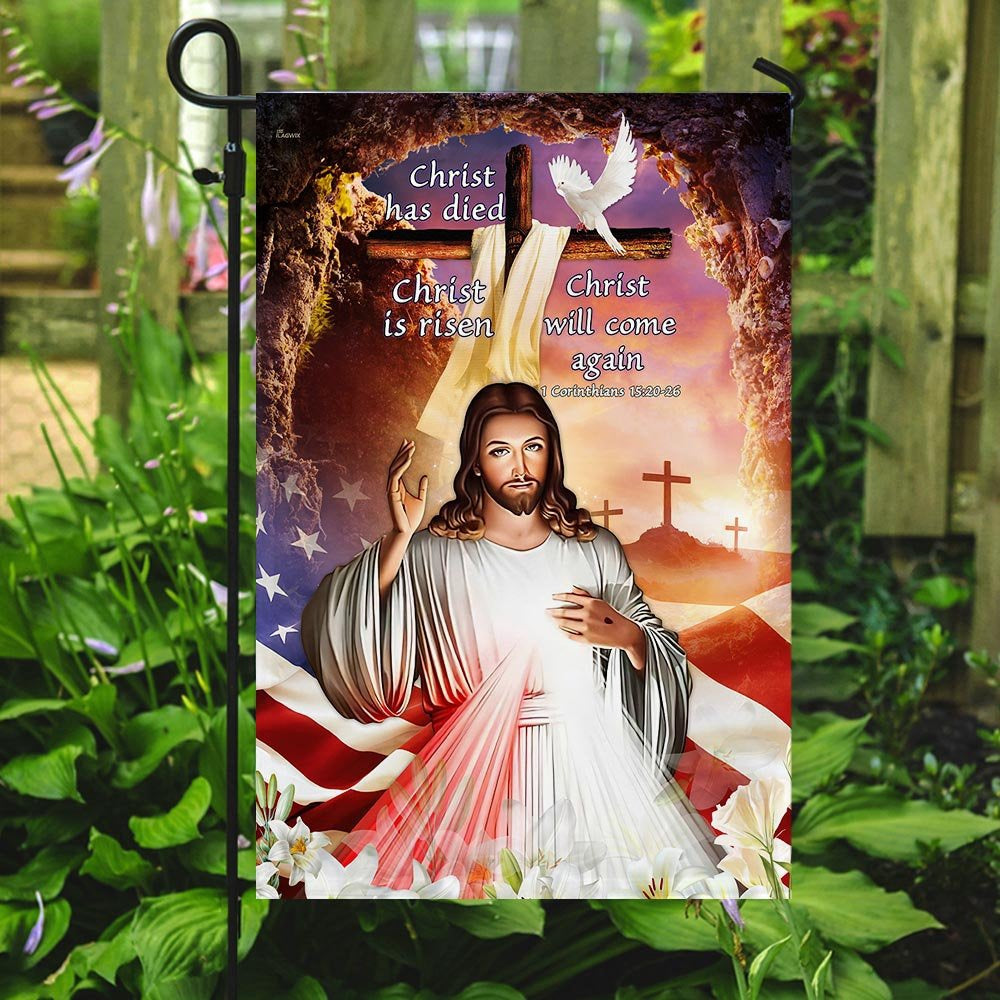Christian Garden Flags, Christ Has Died Christ Is Risen Christ Will Come Again Flag, Christian House Flags, Christian Cross Flag, Faith Flag