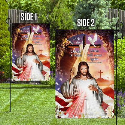 Christian Garden Flags, Christ Has Died Christ Is Risen Christ Will Come Again Flag, Christian House Flags, Christian Cross Flag, Faith Flag