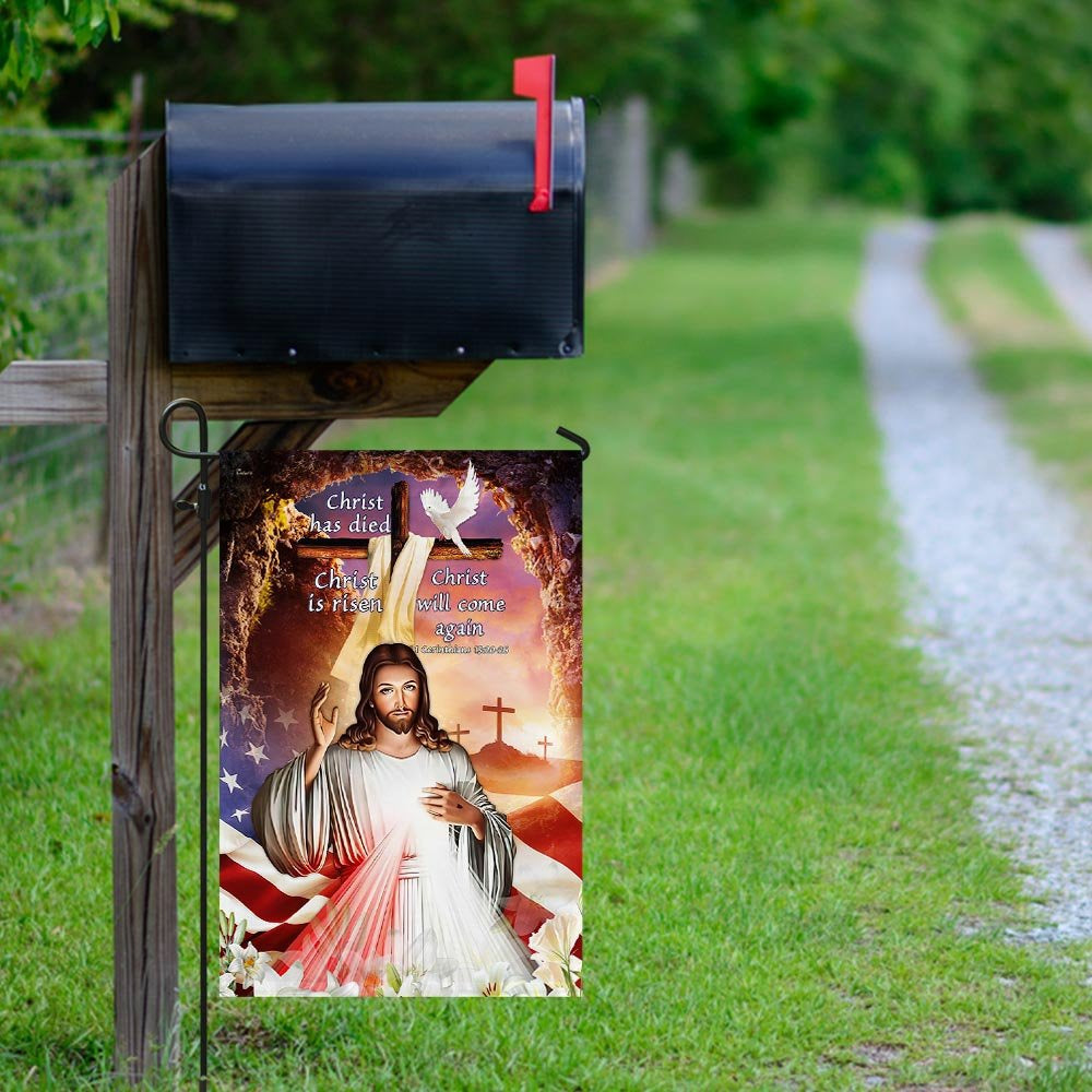 Christian Garden Flags, Christ Has Died Christ Is Risen Christ Will Come Again Flag, Christian House Flags, Christian Cross Flag, Faith Flag