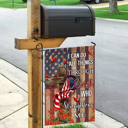 Christian Garden Flags, Christ Who Strengthens Me Flag, Christian House Flags, Christian Cross Flag, Faith Flag