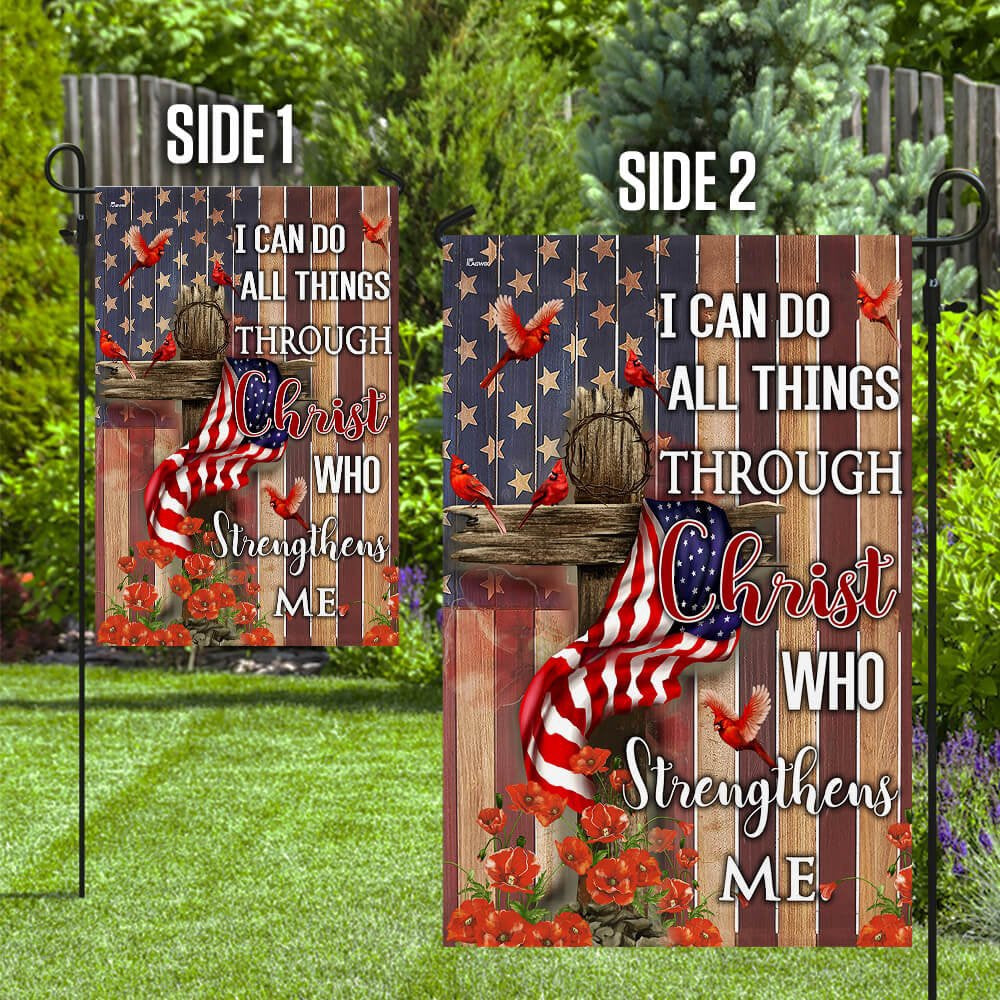 Christian Garden Flags, Christ Who Strengthens Me Flag, Christian House Flags, Christian Cross Flag, Faith Flag