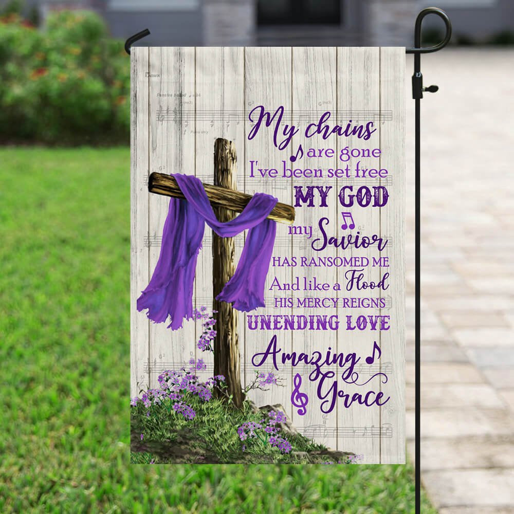 Christian Garden Flags, Christian Cross Amazing Grace Purple Flag, Christian House Flags, Christian Cross Flag, Faith Flag