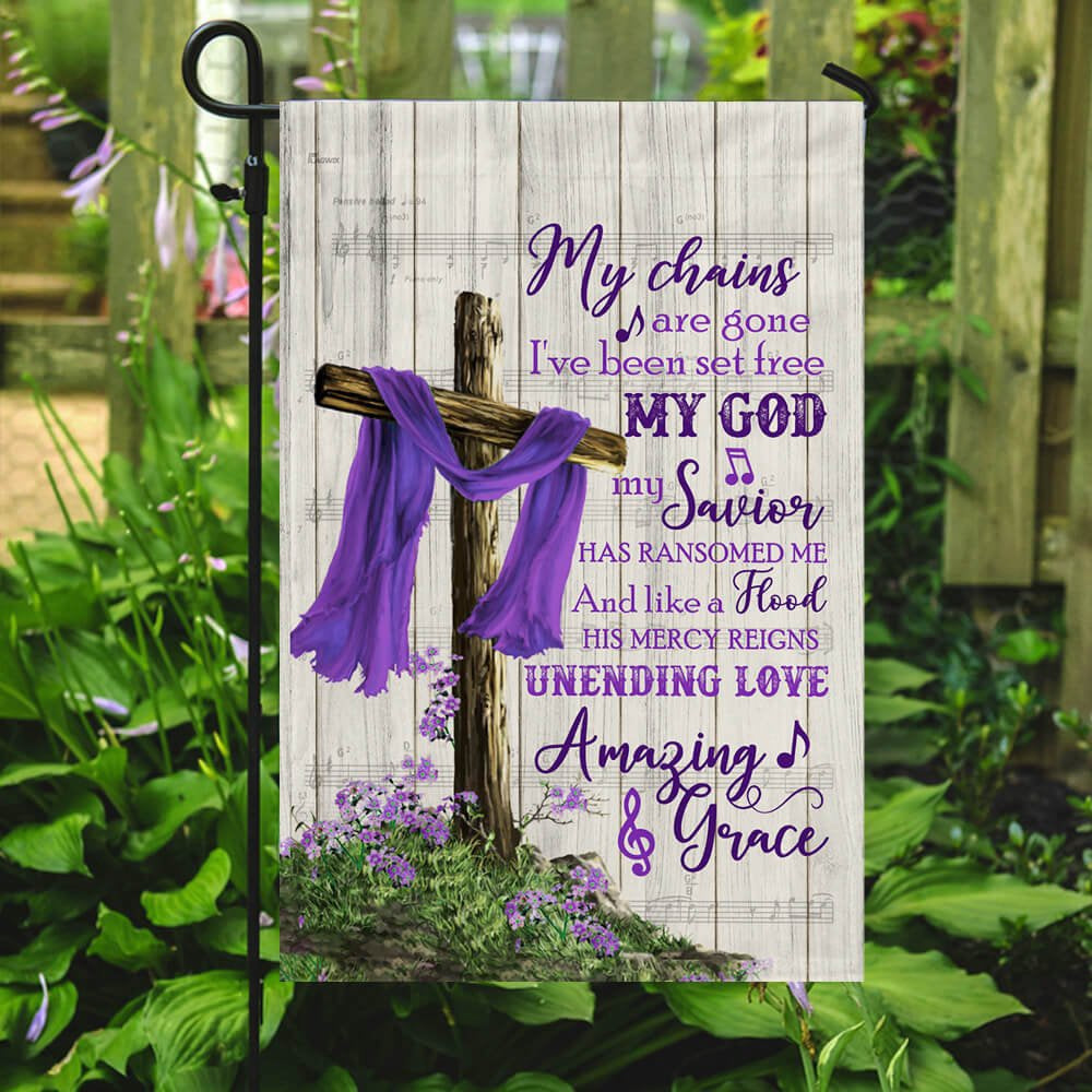 Christian Garden Flags, Christian Cross Amazing Grace Purple Flag, Christian House Flags, Christian Cross Flag, Faith Flag
