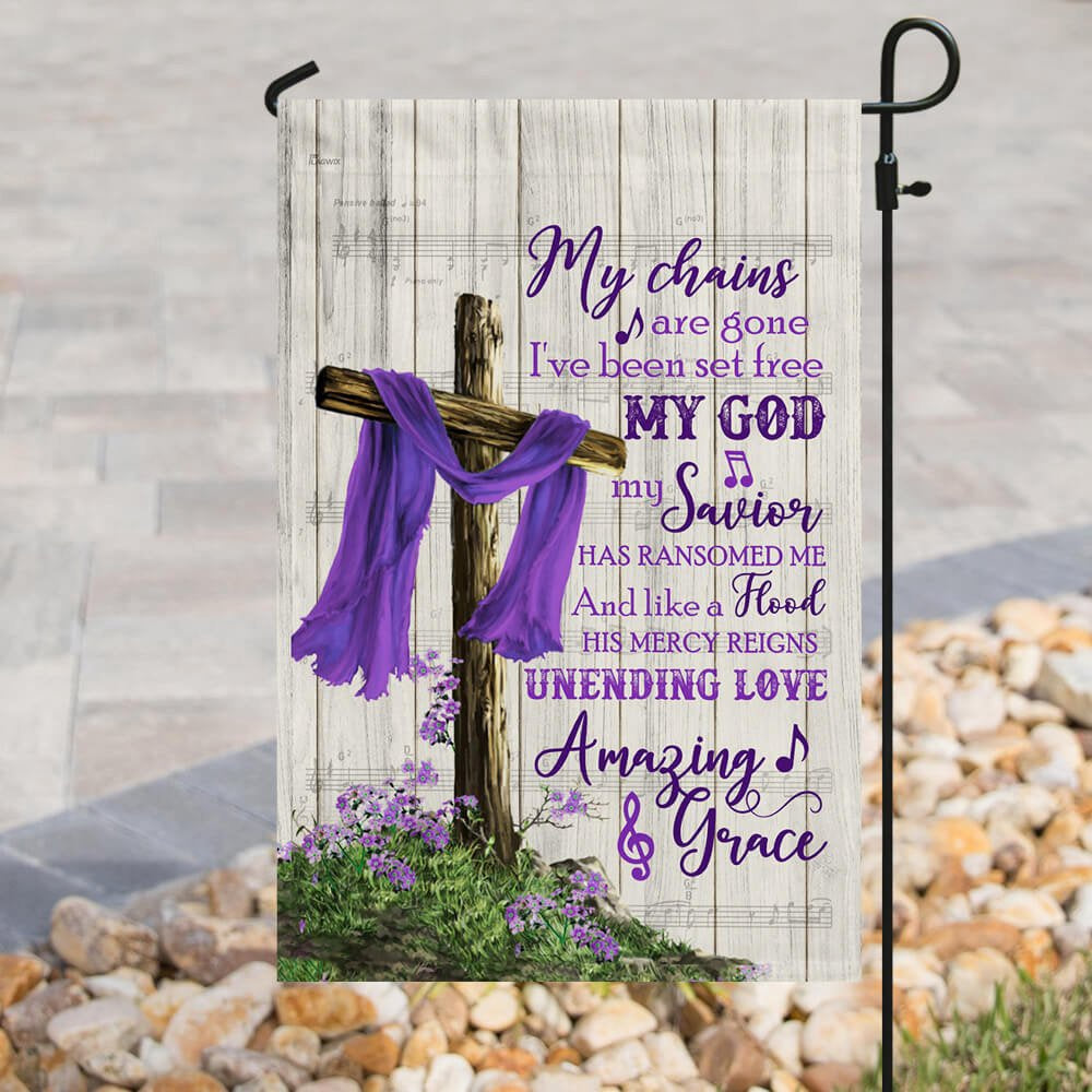 Christian Garden Flags, Christian Cross Amazing Grace Purple Flag, Christian House Flags, Christian Cross Flag, Faith Flag