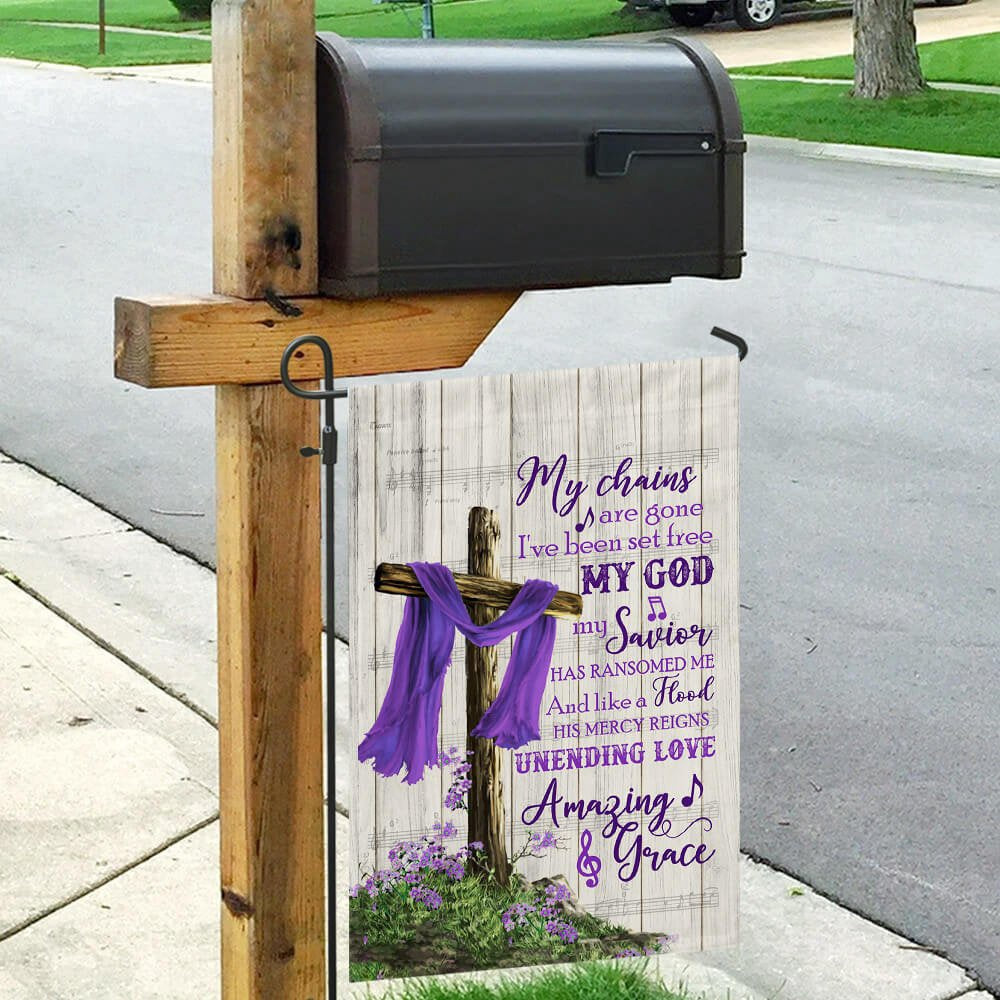 Christian Garden Flags, Christian Cross Amazing Grace Purple Flag, Christian House Flags, Christian Cross Flag, Faith Flag
