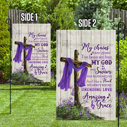 Christian Garden Flags, Christian Cross Amazing Grace Purple Flag, Christian House Flags, Christian Cross Flag, Faith Flag