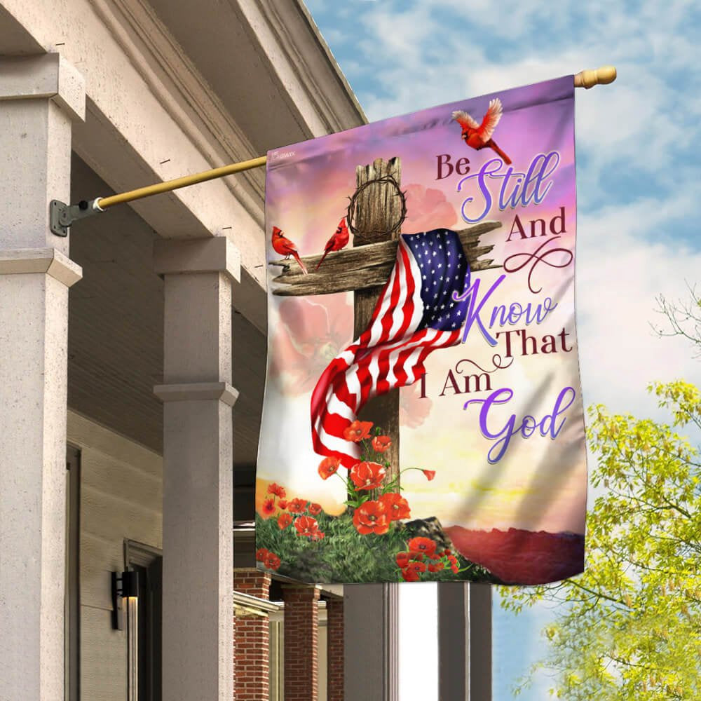 Christian Garden Flags, Christian Cross Be Still And Know That I Am God Flag, Christian House Flags, Christian Cross Flag, Faith Flag