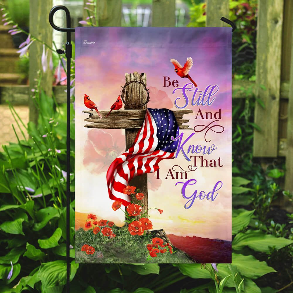 Christian Garden Flags, Christian Cross Be Still And Know That I Am God Flag, Christian House Flags, Christian Cross Flag, Faith Flag
