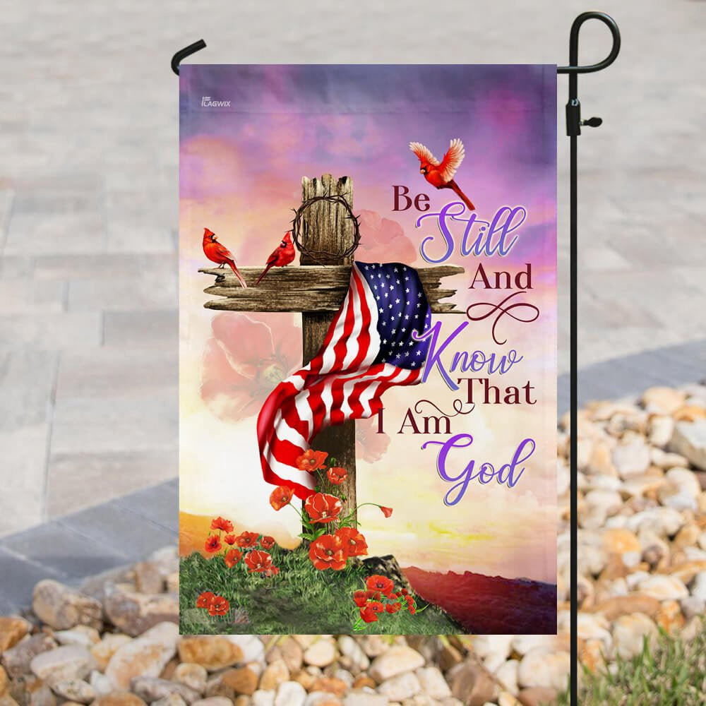 Christian Garden Flags, Christian Cross Be Still And Know That I Am God Flag, Christian House Flags, Christian Cross Flag, Faith Flag