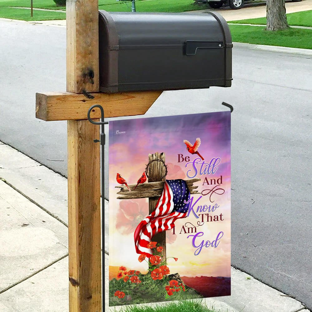 Christian Garden Flags, Christian Cross Be Still And Know That I Am God Flag, Christian House Flags, Christian Cross Flag, Faith Flag