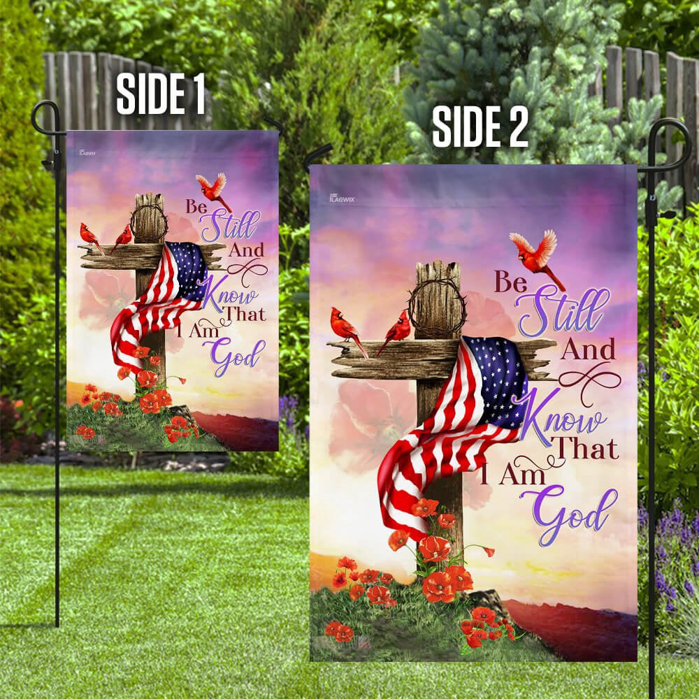 Christian Garden Flags, Christian Cross Be Still And Know That I Am God Flag, Christian House Flags, Christian Cross Flag, Faith Flag