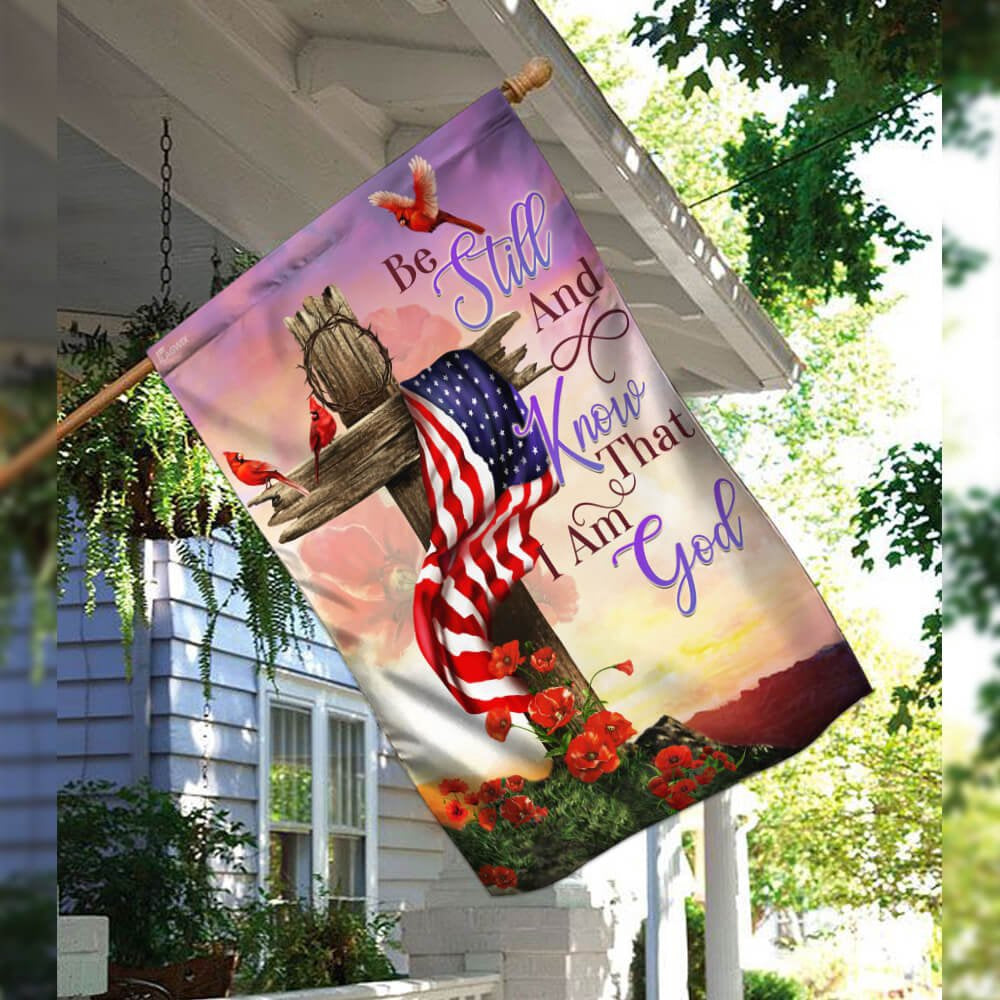 Christian Garden Flags, Christian Cross Be Still And Know That I Am God Flag, Christian House Flags, Christian Cross Flag, Faith Flag
