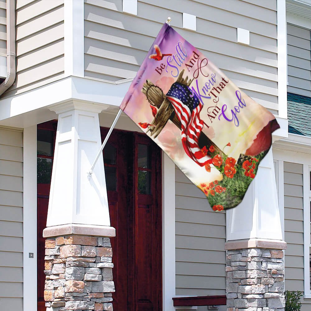 Christian Garden Flags, Christian Cross Be Still And Know That I Am God Flag, Christian House Flags, Christian Cross Flag, Faith Flag
