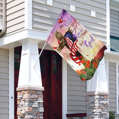 Christian Garden Flags, Christian Cross Be Still And Know That I Am God Flag, Christian House Flags, Christian Cross Flag, Faith Flag