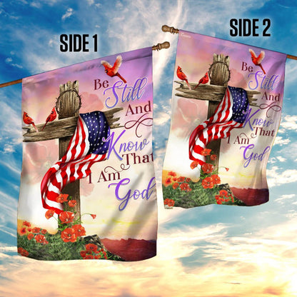 Christian Garden Flags, Christian Cross Be Still And Know That I Am God Flag, Christian House Flags, Christian Cross Flag, Faith Flag