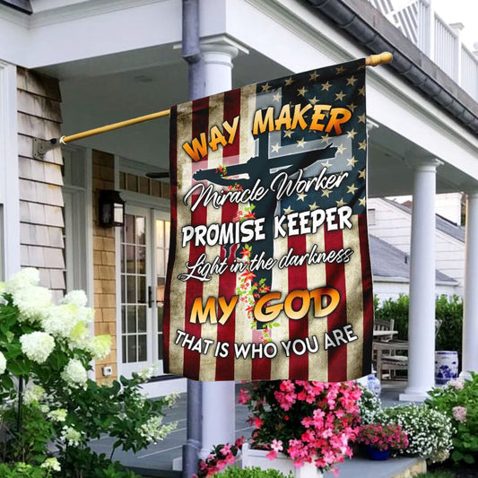Christian Garden Flags, Christian Cross Way Maker Miracle Worker Promise Keeper My God Flag, Christian House Flags, Christian Cross Flag, Faith Flag