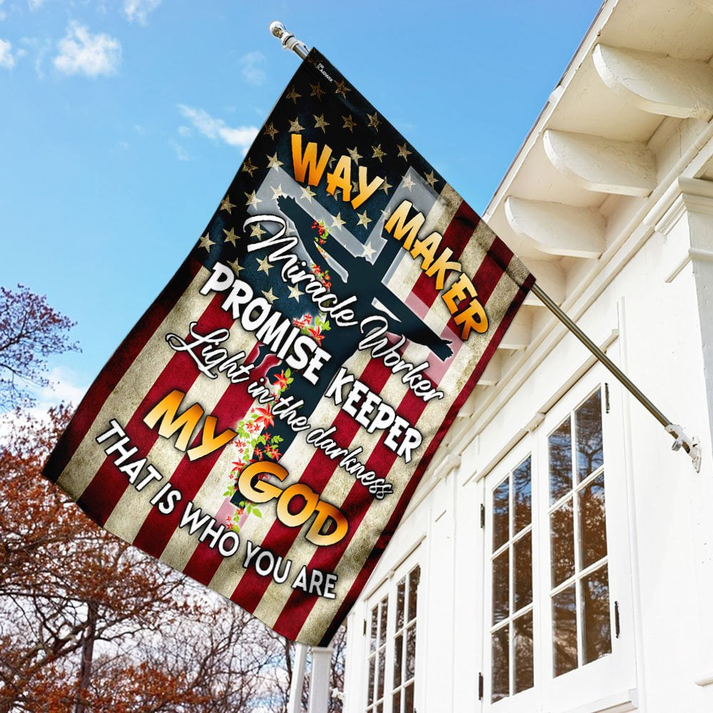 Christian Garden Flags, Christian Cross Way Maker Miracle Worker Promise Keeper My God Flag, Christian House Flags, Christian Cross Flag, Faith Flag