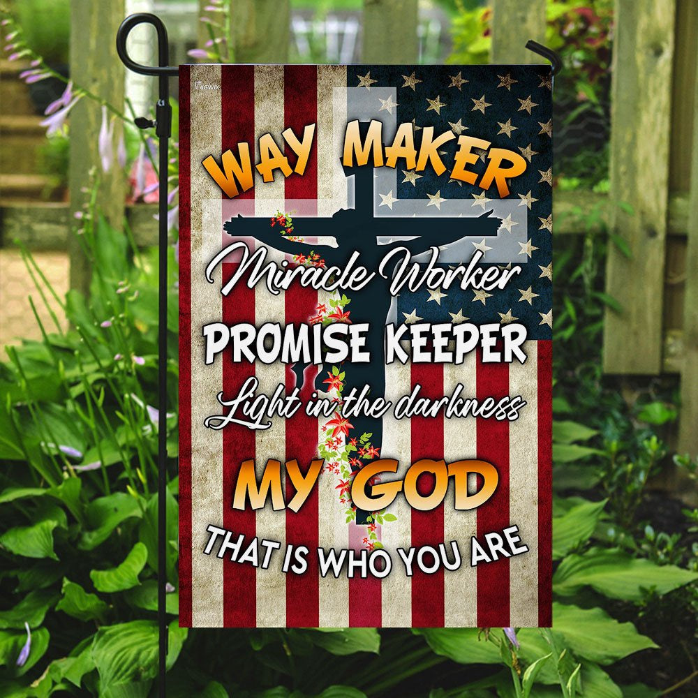 Christian Garden Flags, Christian Cross Way Maker Miracle Worker Promise Keeper My God Flag, Christian House Flags, Christian Cross Flag, Faith Flag
