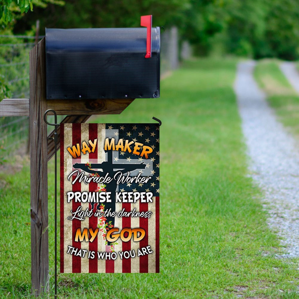 Christian Garden Flags, Christian Cross Way Maker Miracle Worker Promise Keeper My God Flag, Christian House Flags, Christian Cross Flag, Faith Flag