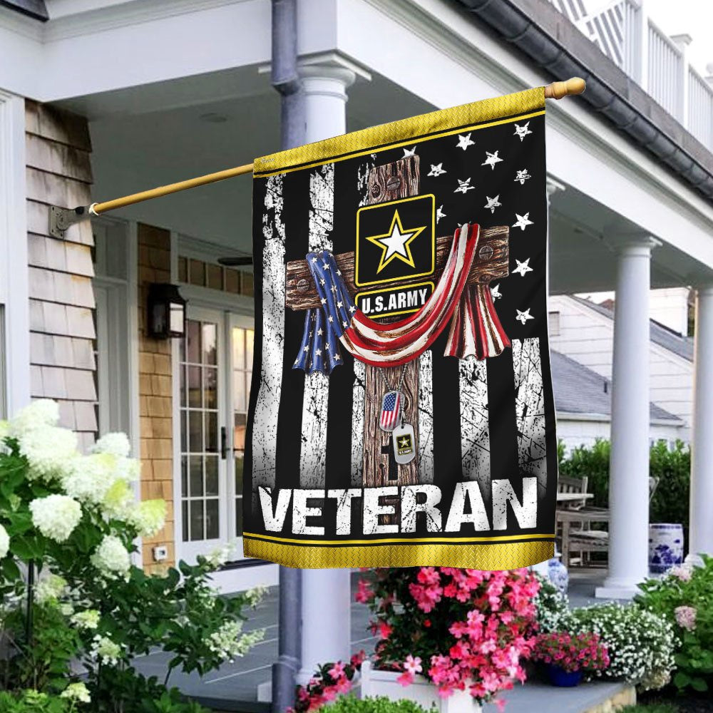 Christian Garden Flags, Christian Jesus Cross US Army Veteran Flag, Christian House Flags, Christian Cross Flag, Faith Flag