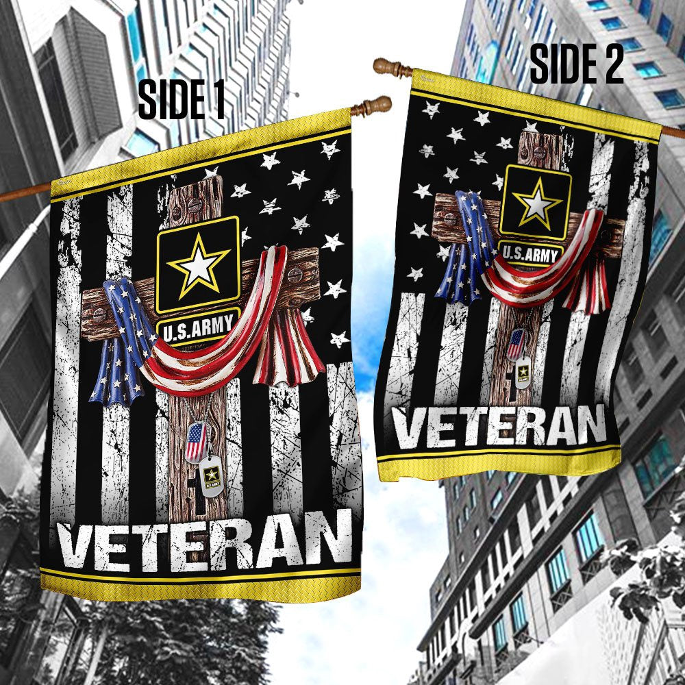 Christian Garden Flags, Christian Jesus Cross US Army Veteran Flag, Christian House Flags, Christian Cross Flag, Faith Flag